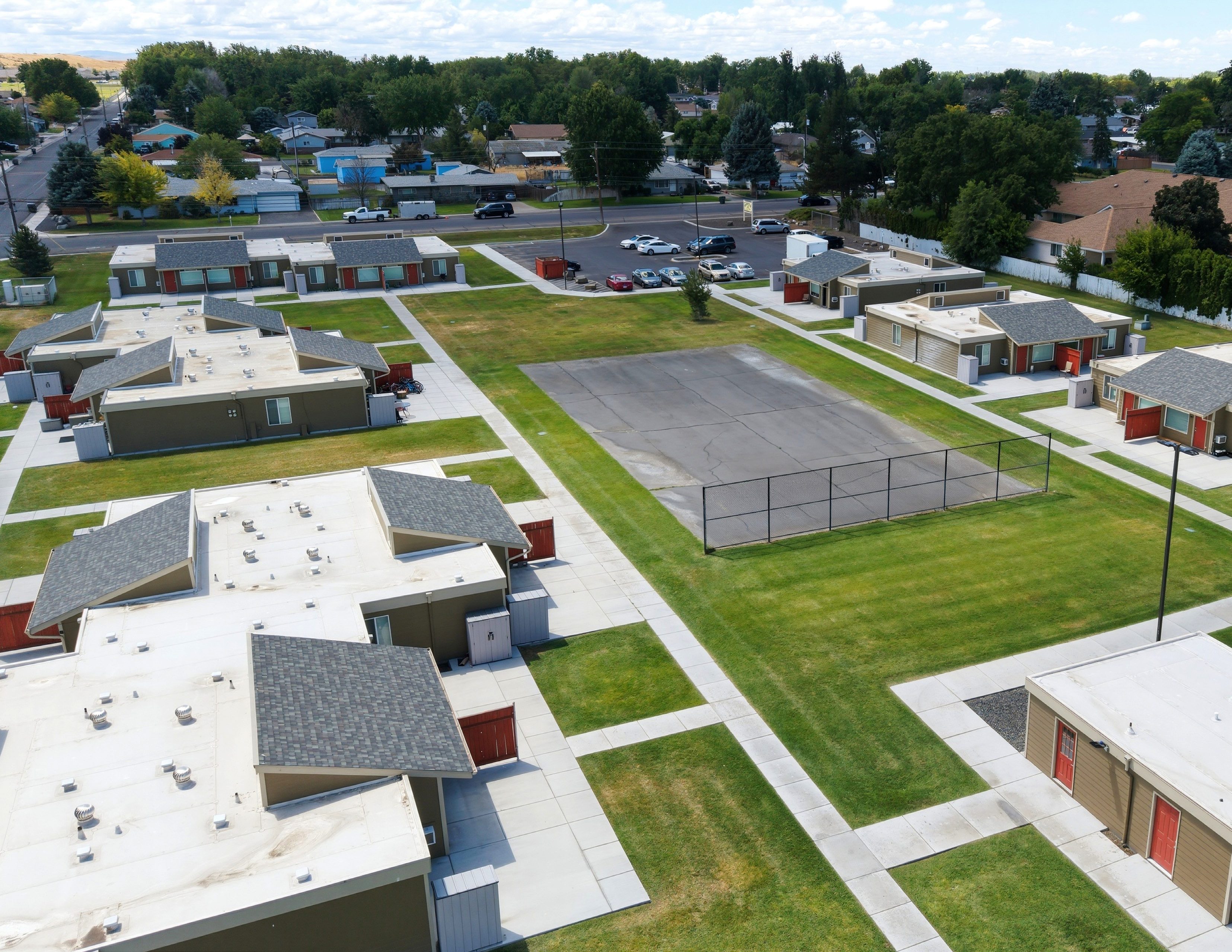 Aerial view of property grounds